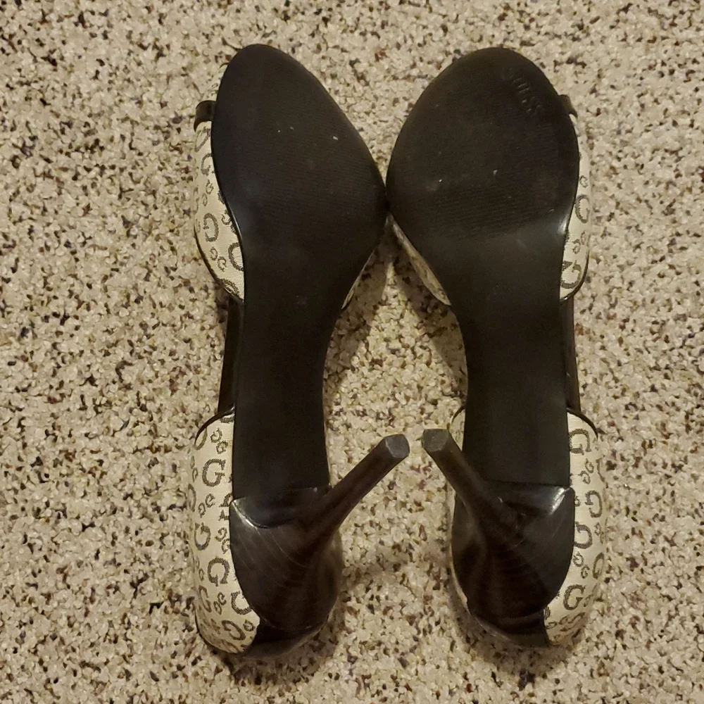 GUESS Signature Open Toe High Heel Shoes